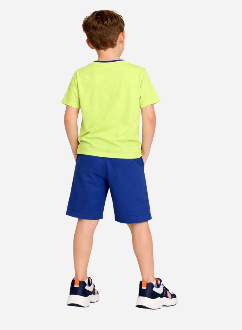 victor and jane Boys Round Round Graphic T-Shirt & Blue Shorts Set - Image 2